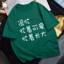  Girls pure cotton short-sleeved t-shirt Big childrens summer childrens clothing Womens loose top Childrens summer clothes Girl T-shirt