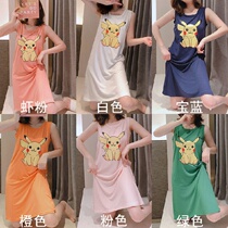 Summer Korean version vest with chest cushion detachable small frescoed sleeping skirt woman indoor home clothes can be worn out