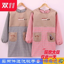 Fashion Autumn Winter Cotton home Kitchen Male & Female Waterproof Apron Cook Adult Long Sleeve Workwear Hood Custom