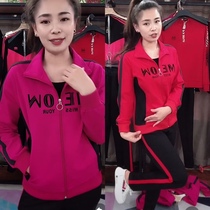 Middle-aged and elderly womens black leisure sports suit autumn middle-aged square dance suit sportswear loose two-piece set
