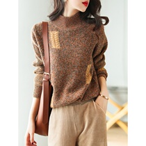 Boo Pala 100% pure wool sweater 2021 autumn and winter New Joker half high collar knitted base shirt women commuting