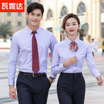 Professional Shirt Woman Long Sleeve Men and women Identical Shirt Business Positive Dress 4S Store Bank White Collar Work Clothes Lady Clothing