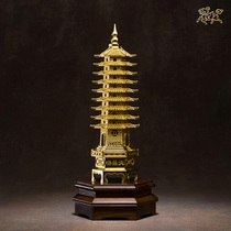 Copper master full copper ornamentLearning Wenchang Tower(gold) Home crafts real gold gold leaf paste