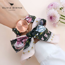 OliviaBurton Womens Watch rose gold with silk scarf watch round fashion quartz Womens Watch Trend Import