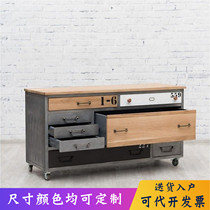 American Industrial Wind Retro Iron Art Dining Side Cabinet Solid Wood Doing Old Drawer Bucket Loft Creative Lockers Edge Cabinet