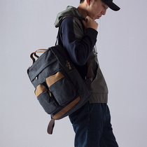 Simple canvas men shoulder bags tide label computer backpack street travel package student bag business computer package