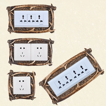 American retro antlers switch stickers wall stickers protective cover resin socket panel decoration creative wall hanging personality luxury