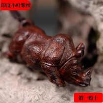 Small Leaf Purple Sandalwood Rhinoceros Pendant Vin Play Handlebar Pieces Men Women Handmade Log Sculptures Carry-on Red Wood Old Stock Pendant