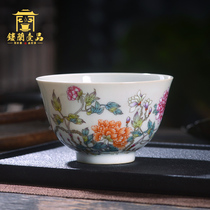 Jingdezhen ceramics Full hand painted pastel butterfly love flower Master cup Gongfu Tea ware Individual single cup tea cup Tea cup