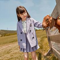 Girl suit suit 2020 Spring and Autumn New Net Red foreign gas childrens dress little girl coat big boy two-piece set