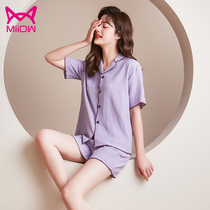 Cat man short-sleeved shorts pajamas womens summer thin two-piece spring and summer home wear 2021 New