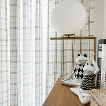 Japanese hipster lattice cloth curtain Japanese art living room bedroom balcony pastoral shade cotton linen fabric custom