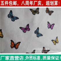 Printed cotton linen cloth decorative tablecloth door curtain sofa seat cover DIY handmade wall wallpaper cloth small butterfly
