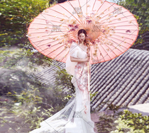 Photography props Chinese style powder oil paper umbrella National tide oversized pink umbrella Fashion costume shooting props umbrella