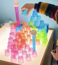 Regio light and shadow art teaching aids Color transparent disposable small cup building blocks 30ml capacity A variety of colors