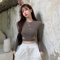 Vanya Spring and Autumn Lost Hollow Sleeve T-shirt Woman Han Edition Short Short Punch Clothes