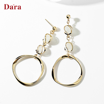 Dela 925 silver pin fashion design sense earrings ear clip female 2021 New Tide Simple versatile niche ear ornaments