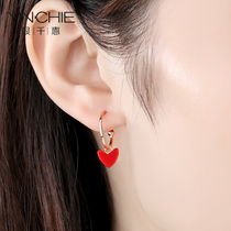 925 sterling silver earrings female 2021 New Tide design sense niche earrings thin Love earrings delicate earrings