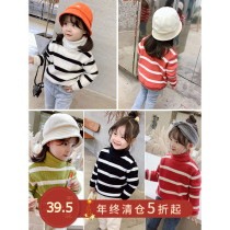 Girls Turtleneck Sweater 2020 New Children Winter Plus Padded Knitted Top Baby Warm Childrens Clothing