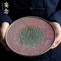 (delusion) Jingdezhen pure handmade Huan color dry bubble plate vintage ceramic pot tea tray practical Kung Fu tea pot