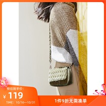 LILY winter New simple pure color suede personality chain crossbody shoulder small bag female 119410BZ435