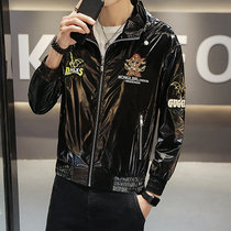 Mens coat 2020 Spring and Autumn New Korean embroidered jacket personality bright handsome trend blouse D0223