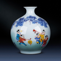 Jingdezhen ceramic hand-painted vase pomegranate bottle living room flower arrangement Chinese bogusan TV cabinet ornaments ornaments