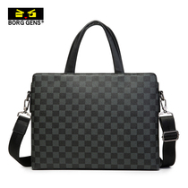 borggens mens bag handheld briefcase casual single shoulder inclined satchel for mens cortex business computer bag thin and light