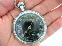 WWI Elgin American Black Dial Porcelain Pangu Dong Old Pocket Watch