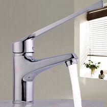 S all copper single hole hot and cold vertical basin faucet extended handle hotel kitchen stove elbow long handle