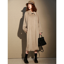 NZ High-end retro Lazy Bathrobe burqa in beige camel-shaped mid-length tuft wool cashmere wool cashmere Grand coat female autumn and winter