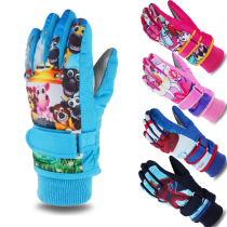 Childrens ski gloves for girls winter outdoor plus velvet plus cotton warm breathable boy cotton gloves riding gloves