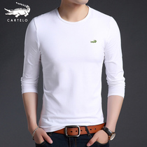 Crocodile cotton long sleeve T-shirt men 2021 Spring and Autumn new round neck white interior base shirt mens autumn jacket