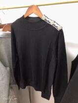  Spot G19 autumn and winter black long-sleeved sweater exquisite shoulder buckle slim small round neck sweater GLKW949040