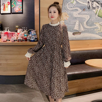 Pregnant women autumn dress loose size floral dress 2021 New Korean long sleeve pullover fashion pregnancy skirt