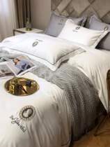 Four Piece Cotton Cotton 100 Gongsatin White Simple Simple Modern Nordic Style quilt cover Bed