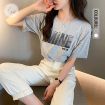 Yoe design sense T-shirt womens short sleeves ins tide loose couple wear mid-length Hanstyle chic top temperament foreign