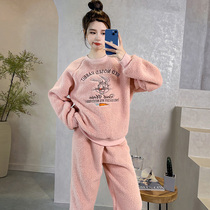 Pajamas womens 2022 new winter coral velvet thick plus velvet super thick can be worn outside winter home service suit