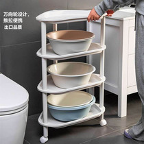 Bathroom shelve toilet tripod face basin rack floor multilayer washroom with wheel thickened bucket containing frame