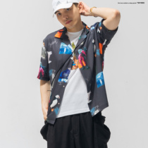 SAMESAME thin national tide shirt shirt male flower shirt antique Hawaiian shirt floral couple aloha Japanese