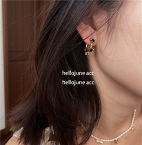 hellojune bronze gilded black zircon circle flower round earrings earrings