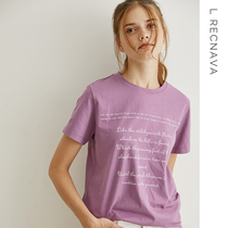 L RECNAVA sports t-shirt womens casual short-sleeved letter t-shirt quick-drying fitness clothes womens wild loose top women