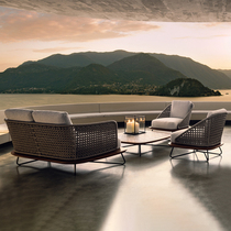 Outdoor Sofa Nordic Patio Terrace Terrace Outdoor Cassette Designer Furniture Cloth Art Sofa Casual Vines Chic Sofa Chair