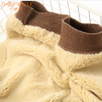 Lamb Suede Warm Pants Men And Women Double Layer Plus Suede Thickened Wool Pants High Waist Cotton Pants Mid Aged Matte Sweater Pants