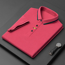 Watermelon Red Pure Cotton Men Short Sleeve T-shirt Summer New Casual Thin style Loose Flap Half Sleeve Polo Shirt Trend T