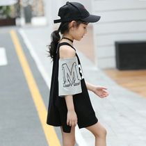 Girls  dresses 2021 summer Korean childrens fashion Princess T-shirt skirt mid-size childrens strapless Western style skirt tide