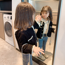 Little red fish childrens clothing 2021 New Girls spring and autumn coat baby small fragrant style foreign children corduroy coat
