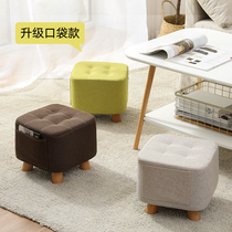 Solid Wood small stool square stool changing shoes stool door home bench bench low stool fabric sofa living room Nordic short pier Net Red