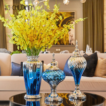 Color gradient decoration large vase European glass ornaments creative home living room flower arrangement porch TV cabinet