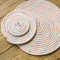 Colorful European insulation mat Round woven mat Creative cotton anti-hot coaster Bowl mat Pot mat